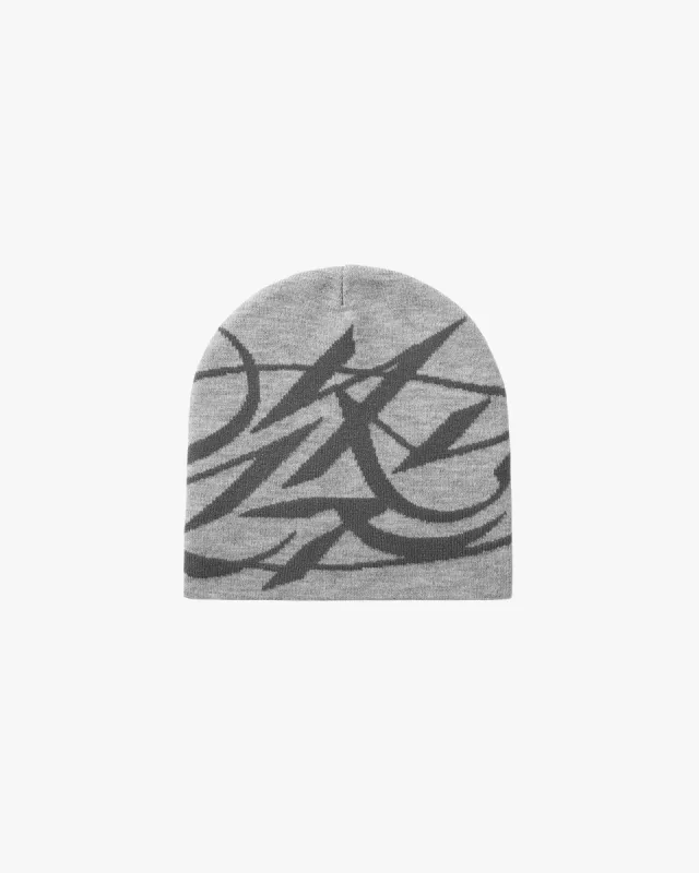SCRIPT LOGO BEANIE - GREY sold by vicinity