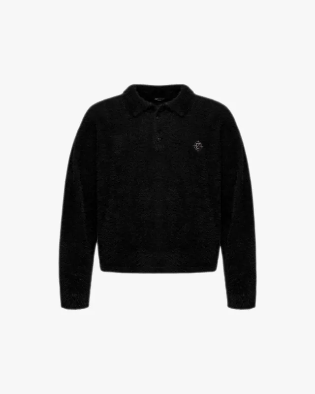 FAUX MINK POLO SWEATER BLACK sold by vicinity