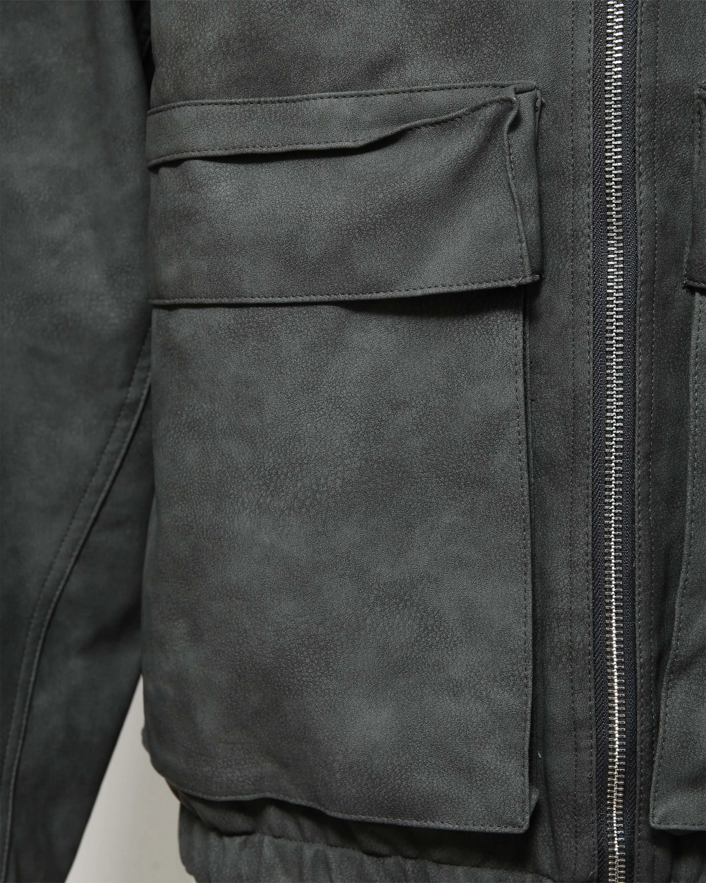 SCRIPT LOGO LEATHER JACKET GREY sold by vicinity product image thumbnail 4