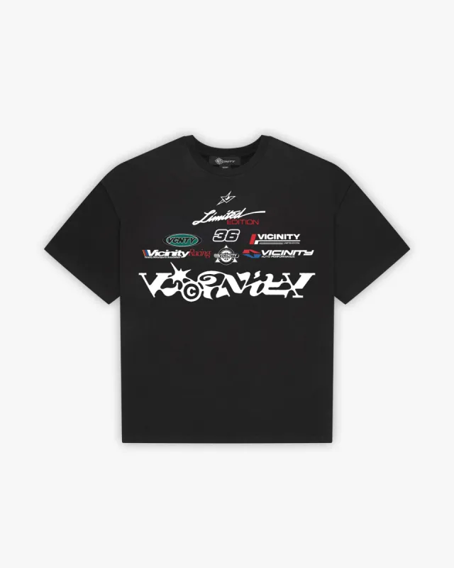 RACING LOGOS TEE BLACK sold by vicinity