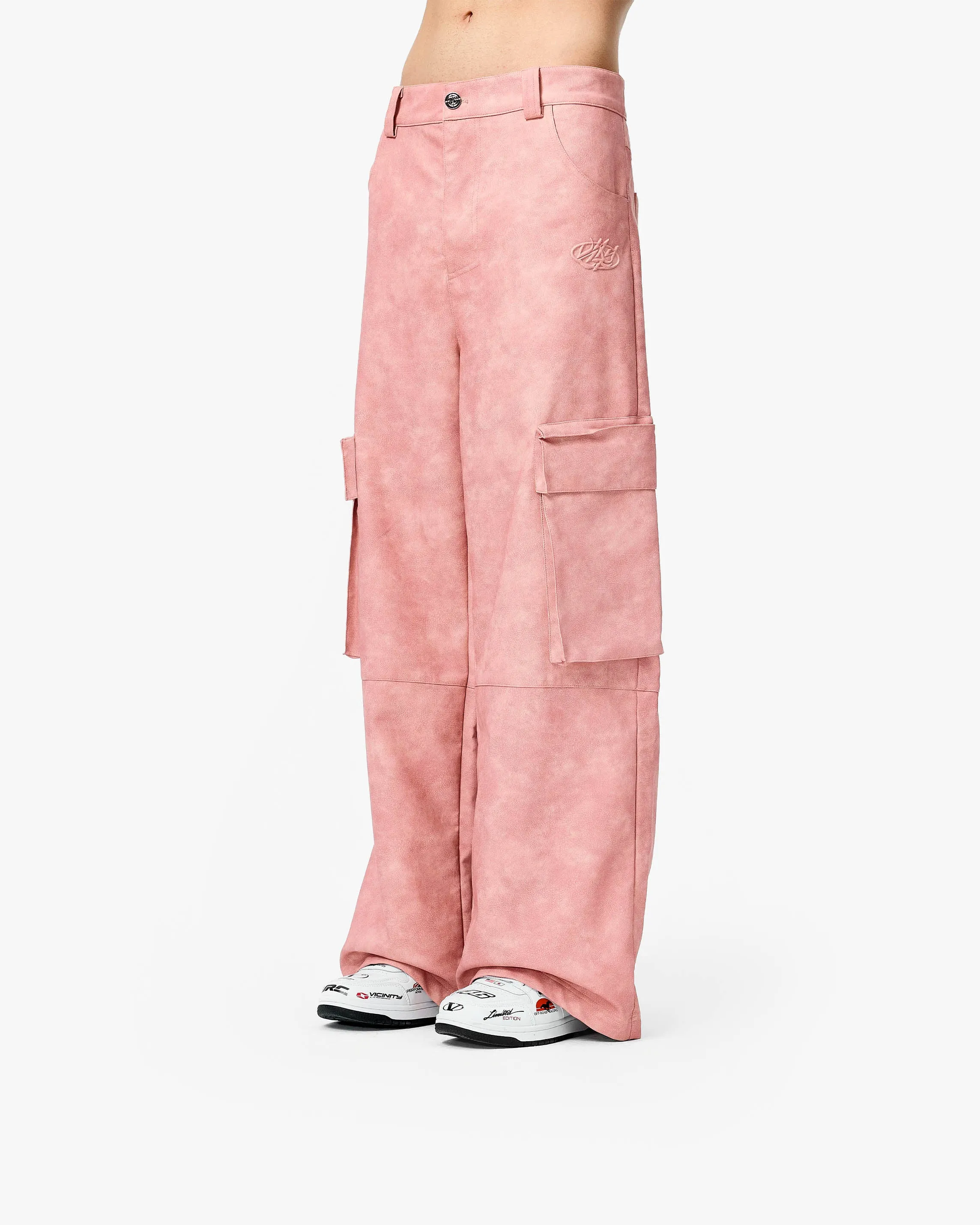 SCRIPT LOGO LEATHER PANTS VINTAGE PINK sold by vicinity product image thumbnail 3