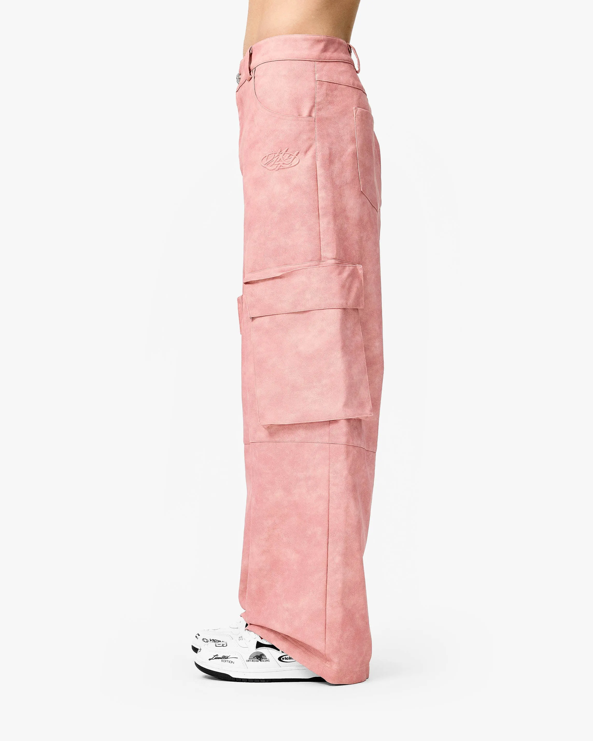 SCRIPT LOGO LEATHER PANTS VINTAGE PINK sold by vicinity product image thumbnail 4