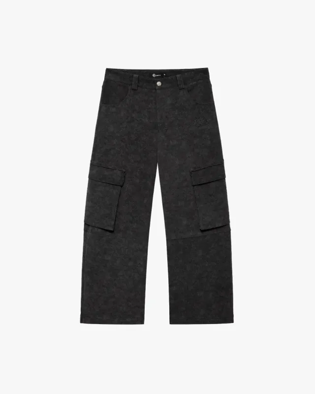 SCRIPT LOGO LEATHER PANTS TAR BLACK sold by vicinity