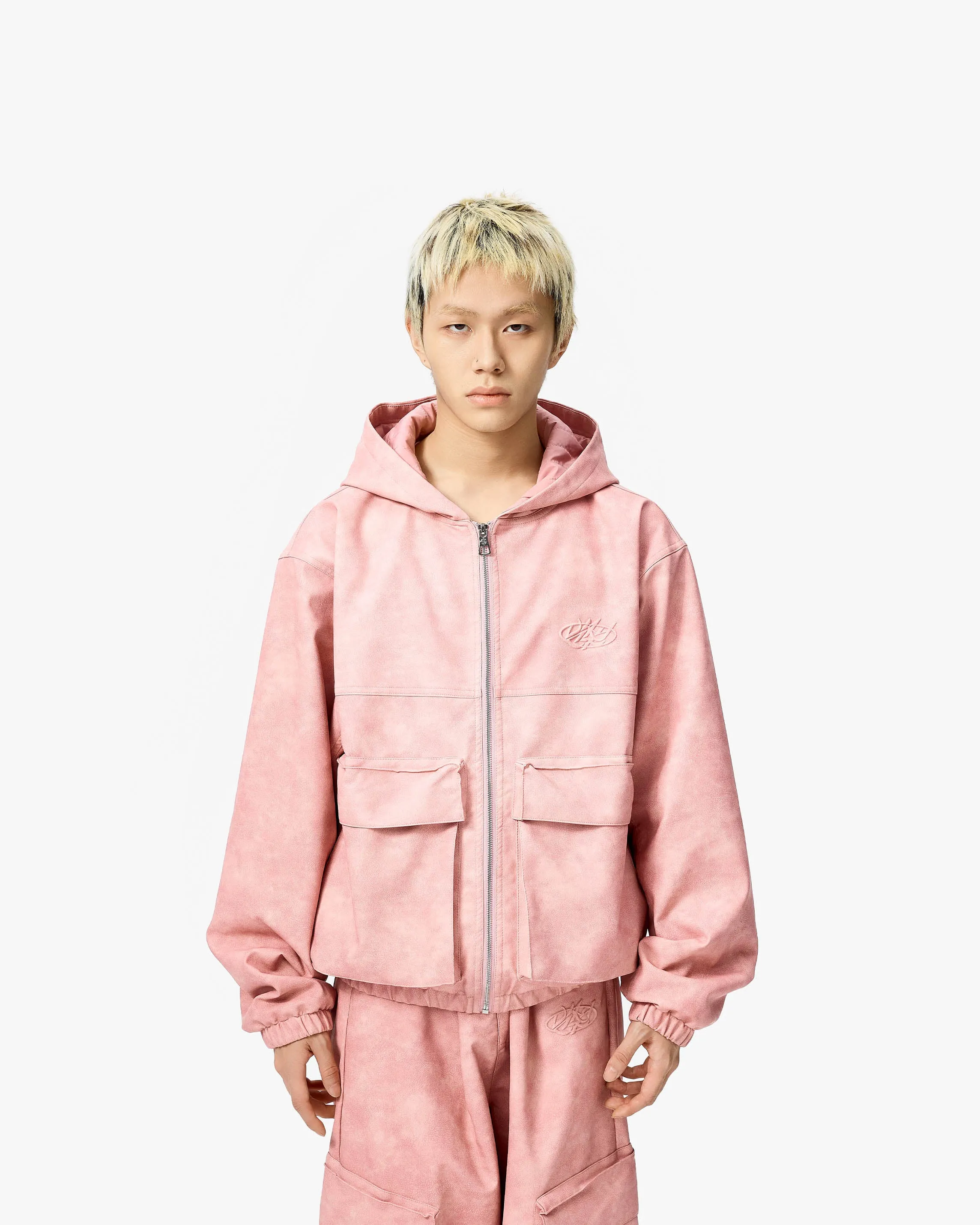 SCRIPT LOGO LEATHER JACKET VINTAGE PINK sold by vicinity product image thumbnail 2