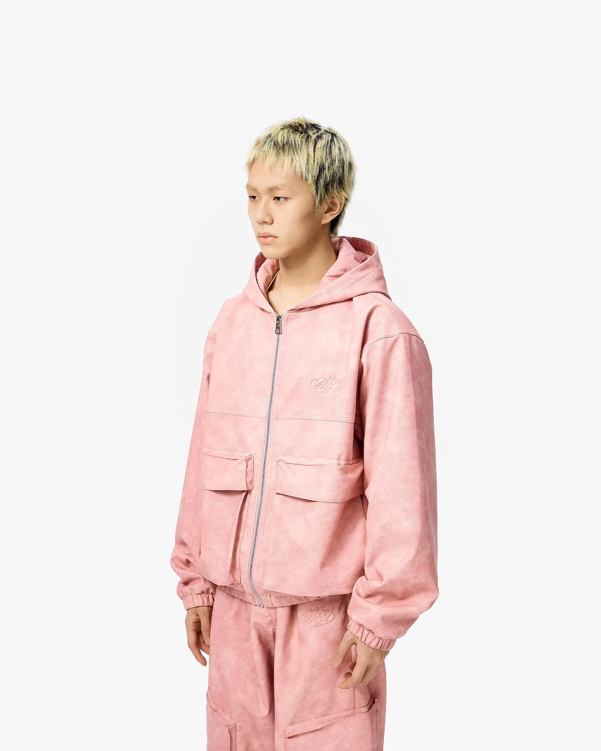 SCRIPT LOGO LEATHER JACKET VINTAGE PINK sold by vicinity product image thumbnail 3