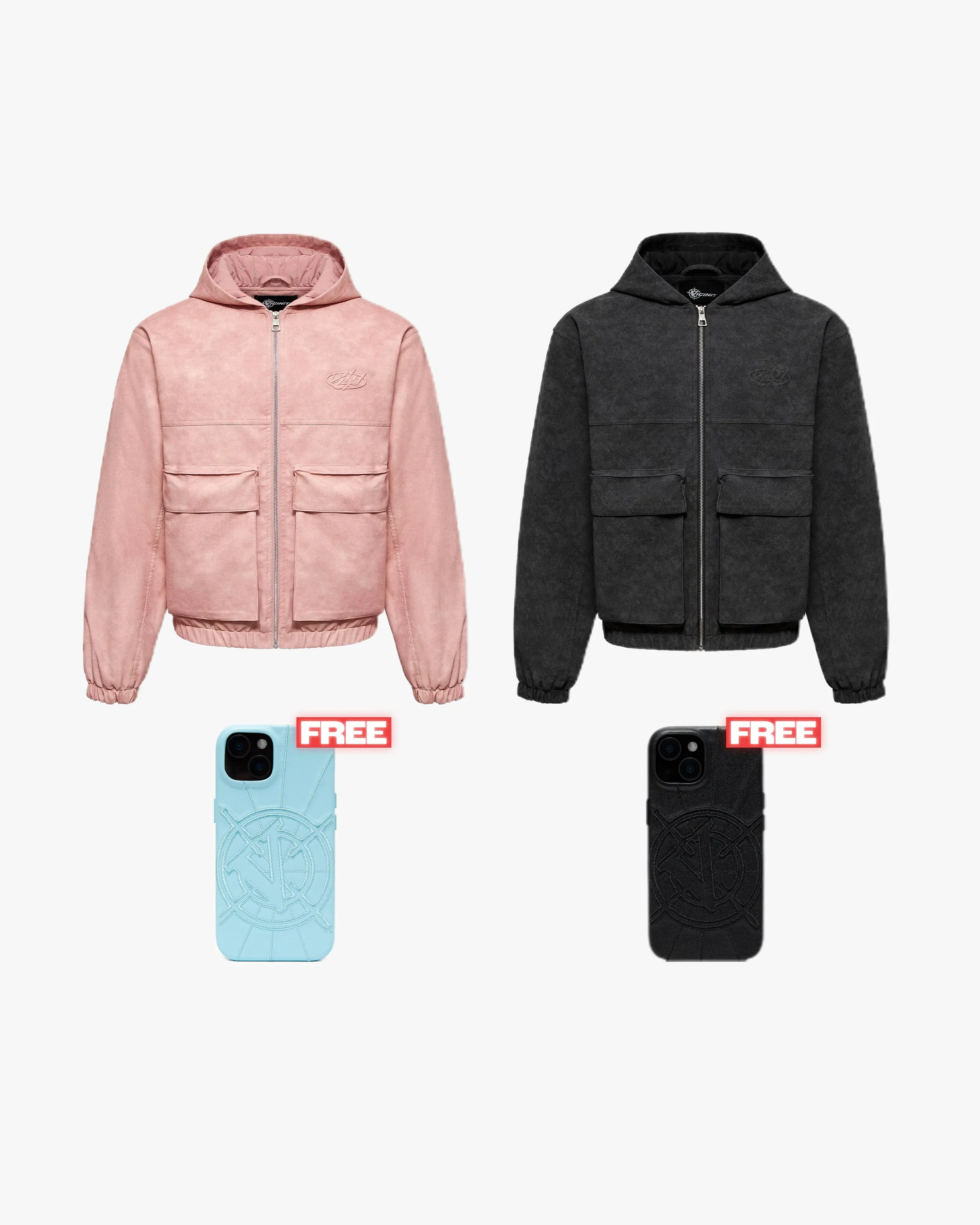 SCRIPT LOGO LEATHER JACKET BUNDLE + FREE X CASE BLUE & FREE X CASE BLACK sold by vicinity