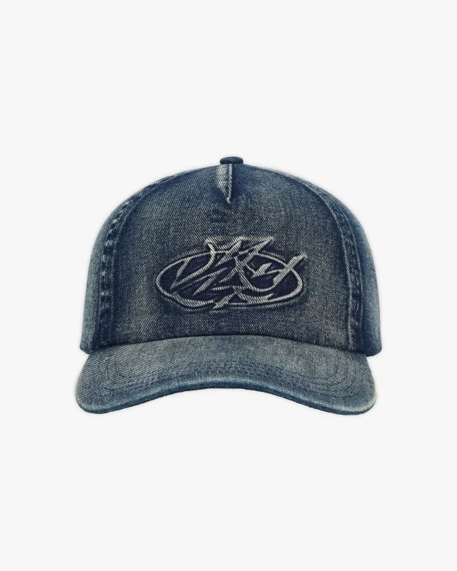 SCRIPT DENIM CAP BLUE sold by vicinity