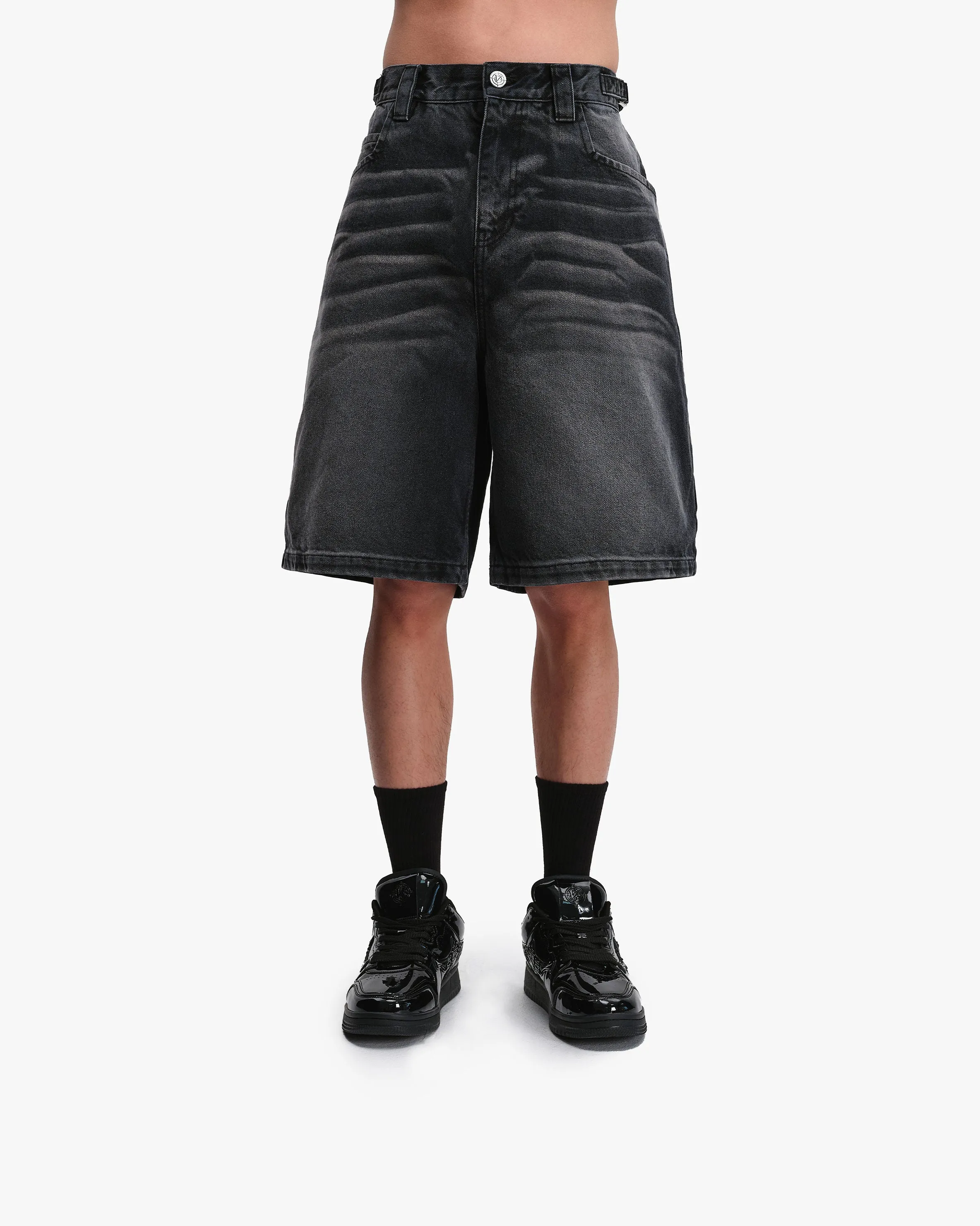 FADED BLACK DENIM JORTS sold by vicinity product image thumbnail 2