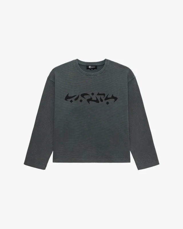 ACID WASHED WAFFLE LONGSLEEVE DARK GREY sold by vicinity