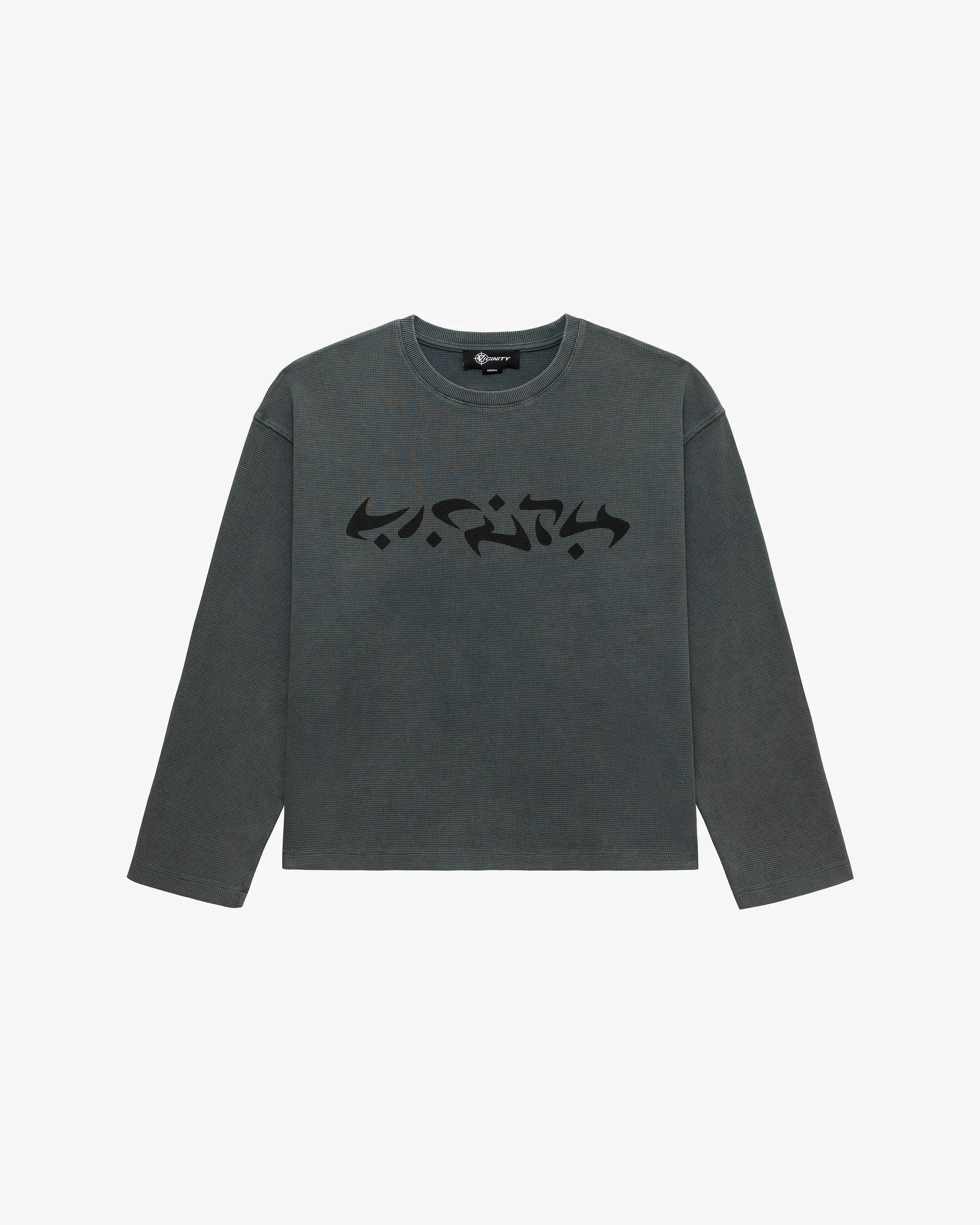ACID WASHED WAFFLE LONGSLEEVE DARK GREY sold by vicinity