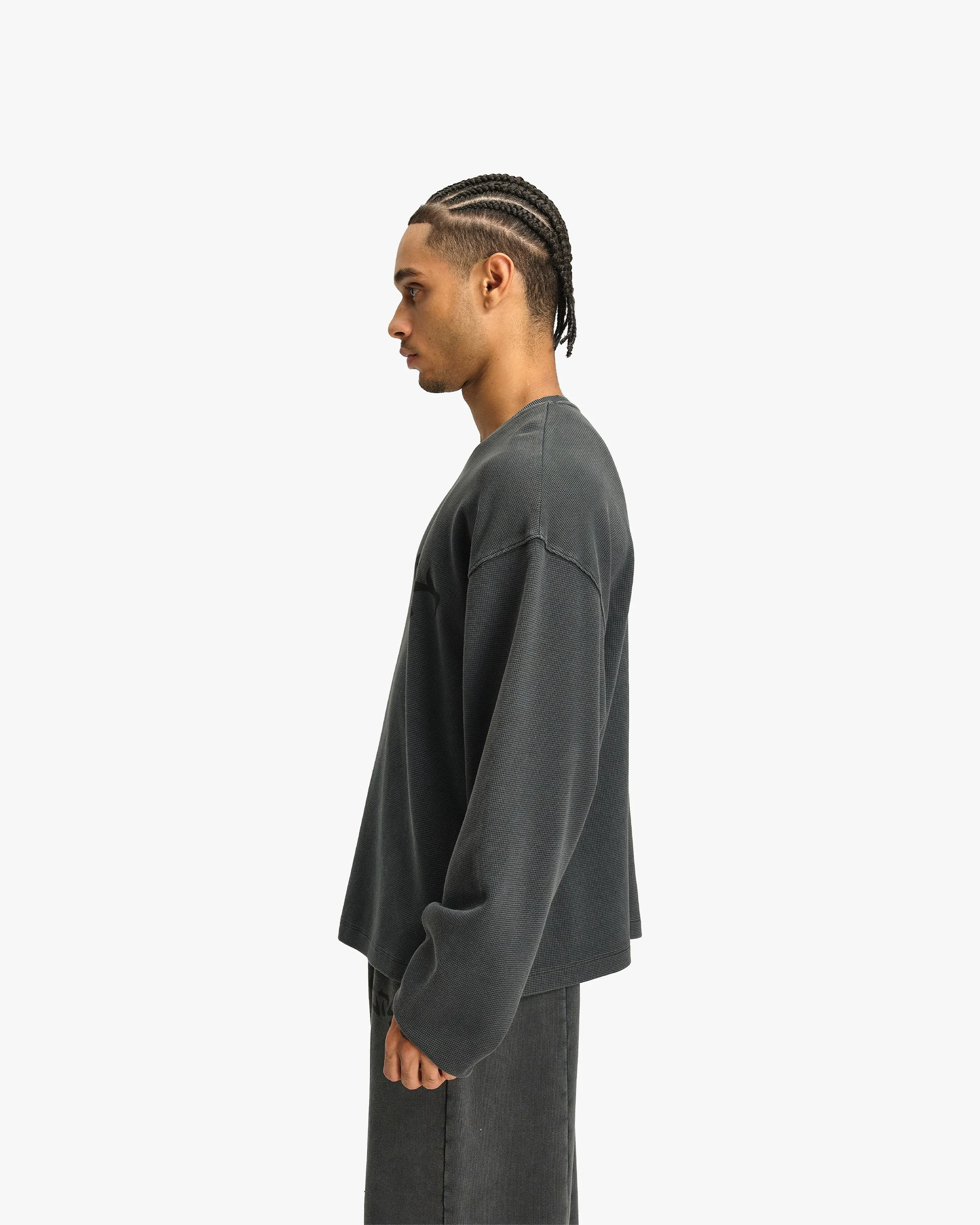 ACID WASHED WAFFLE LONGSLEEVE DARK GREY sold by vicinity product image thumbnail 5