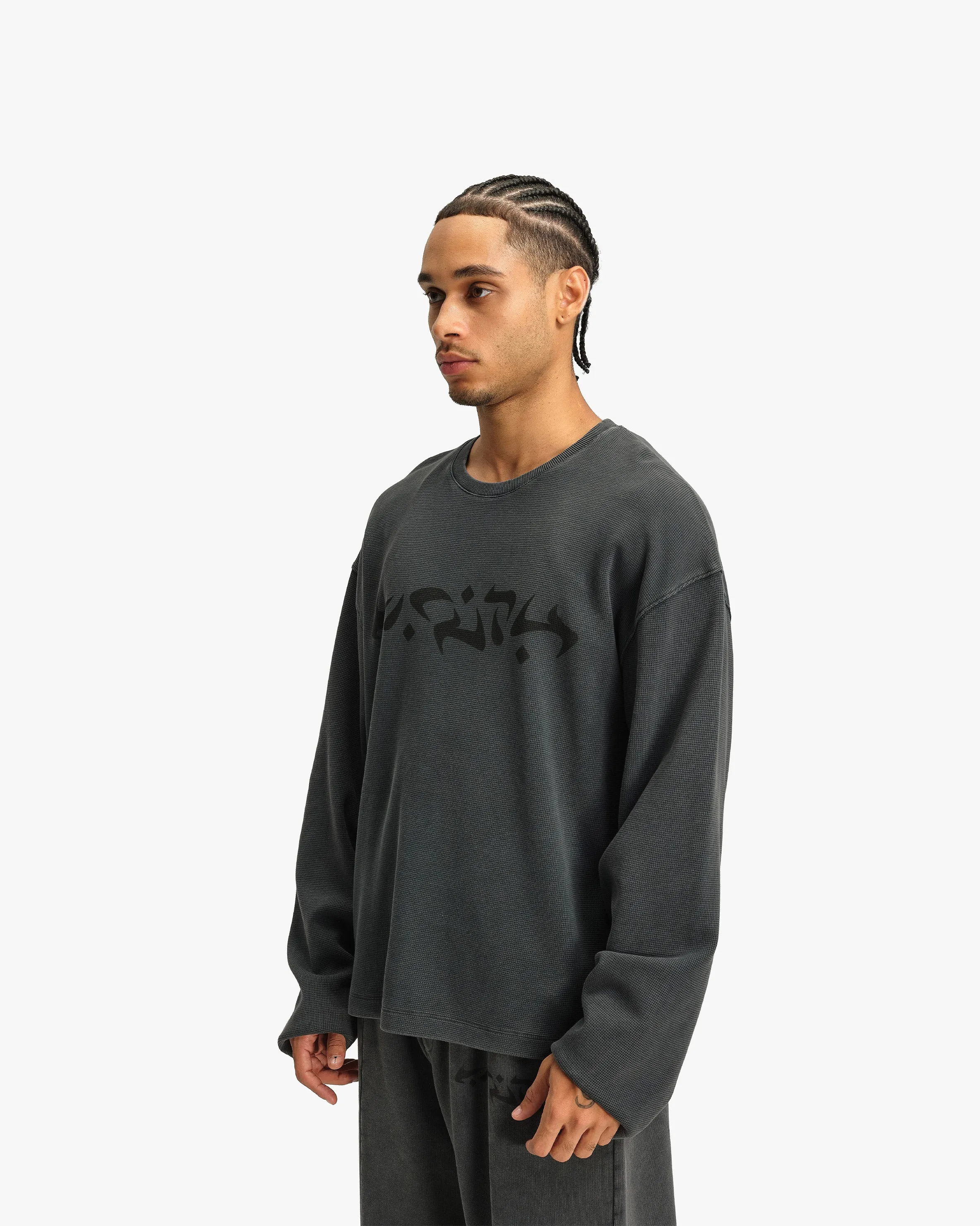 ACID WASHED WAFFLE LONGSLEEVE DARK GREY sold by vicinity product image thumbnail 4