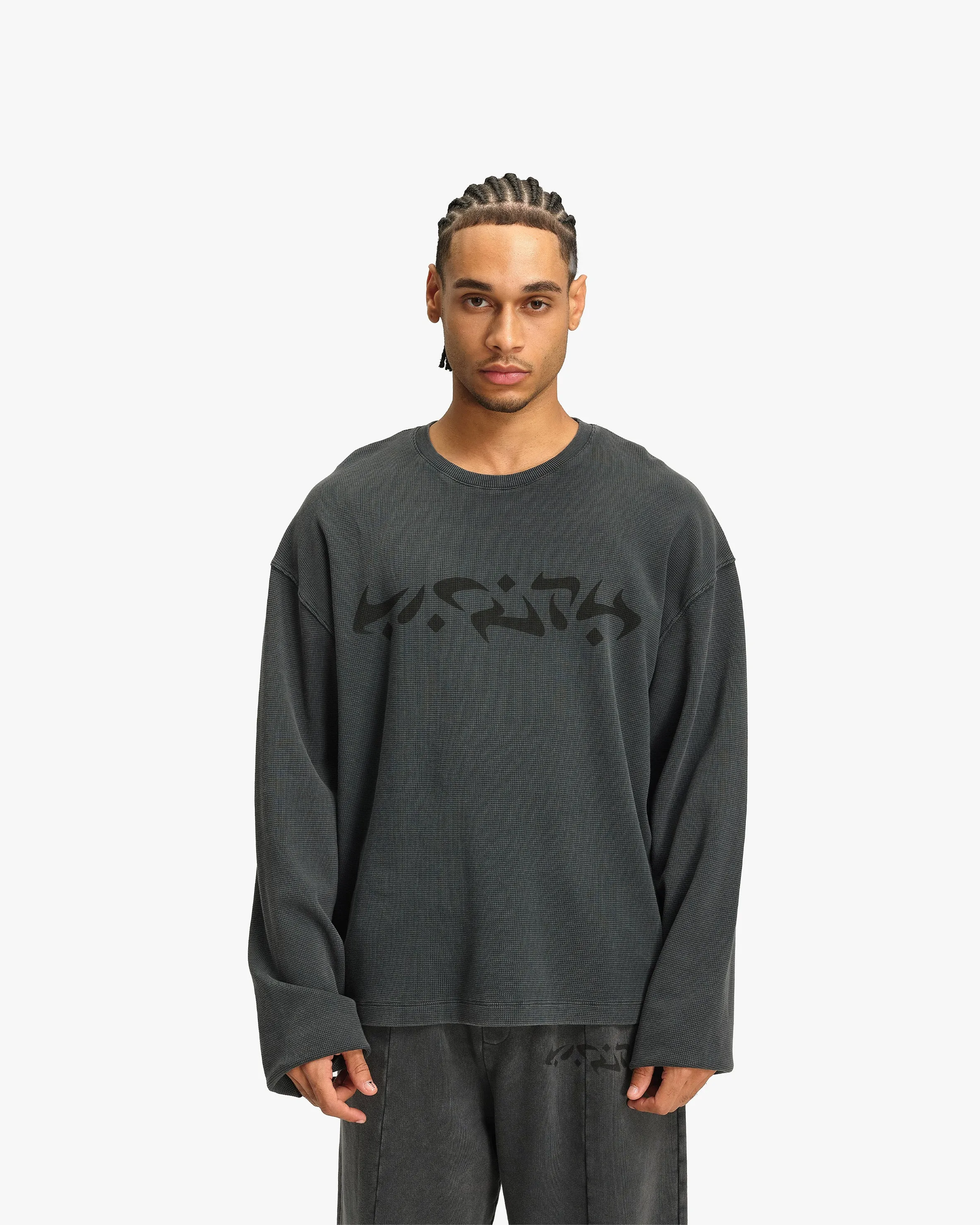 ACID WASHED WAFFLE LONGSLEEVE DARK GREY sold by vicinity product image thumbnail 2