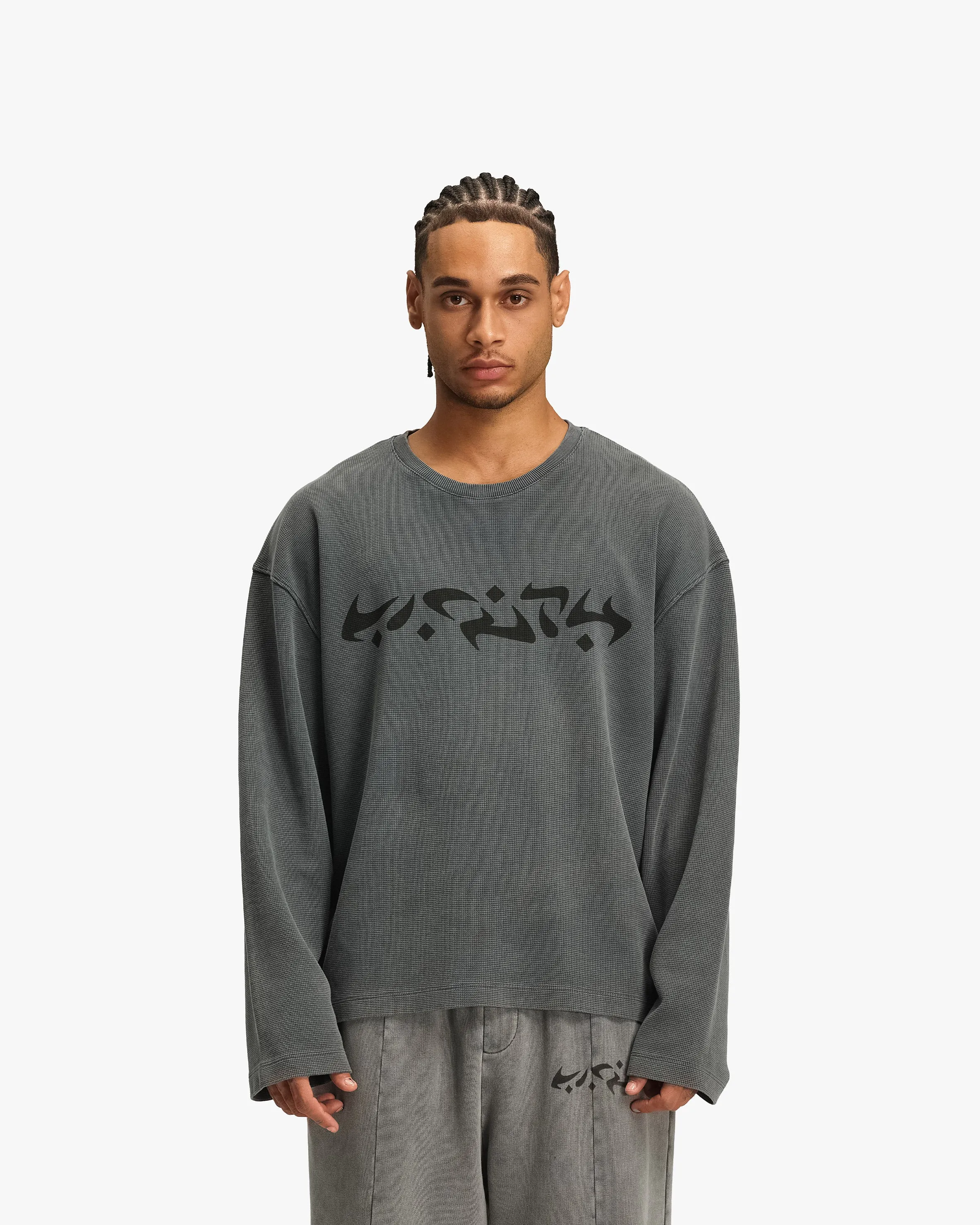 ACID WASHED WAFFLE LONGSLEEVE LIGHT GREY sold by vicinity product image thumbnail 2