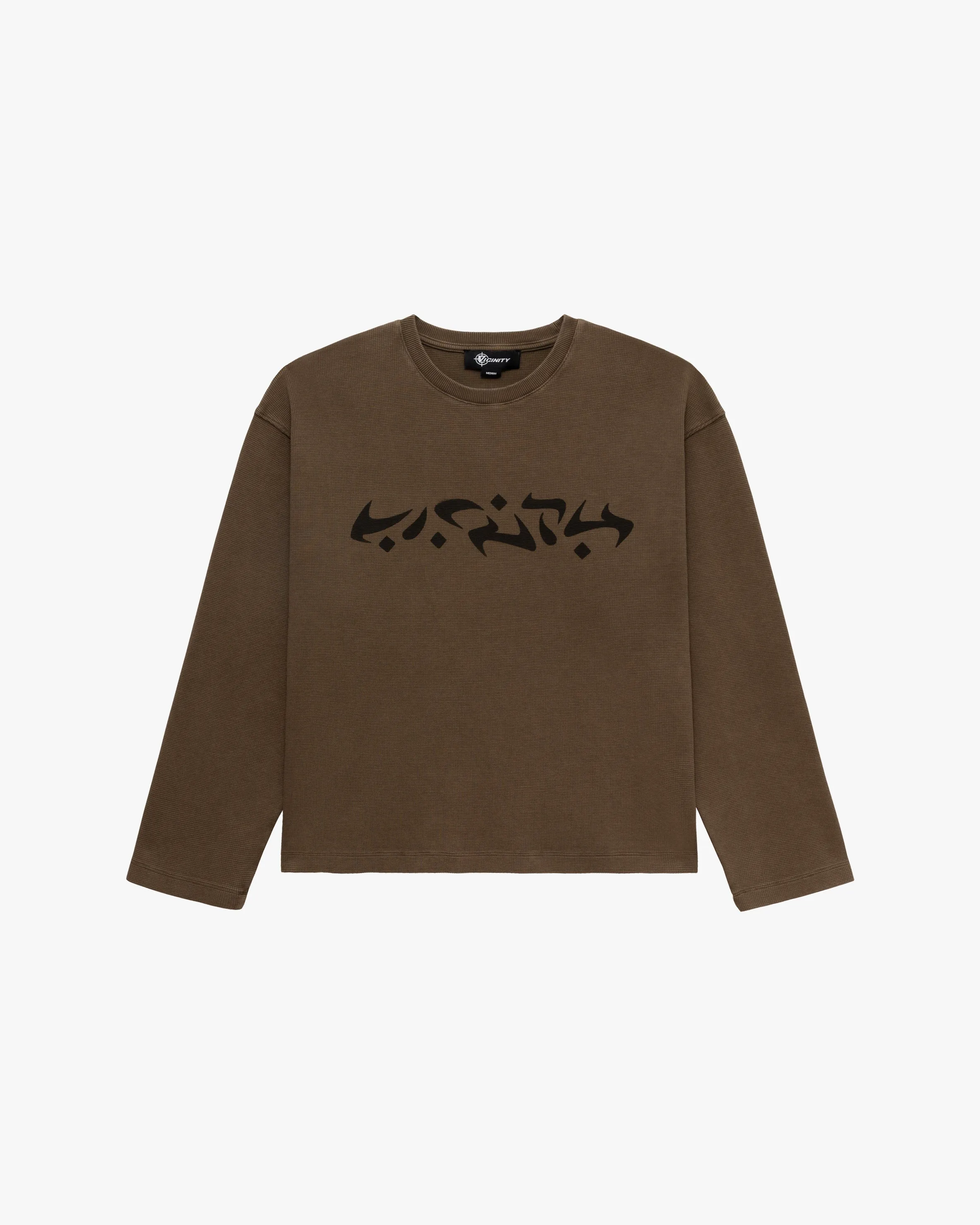 ACID WASHED WAFFLE LONGSLEEVE BROWN sold by vicinity