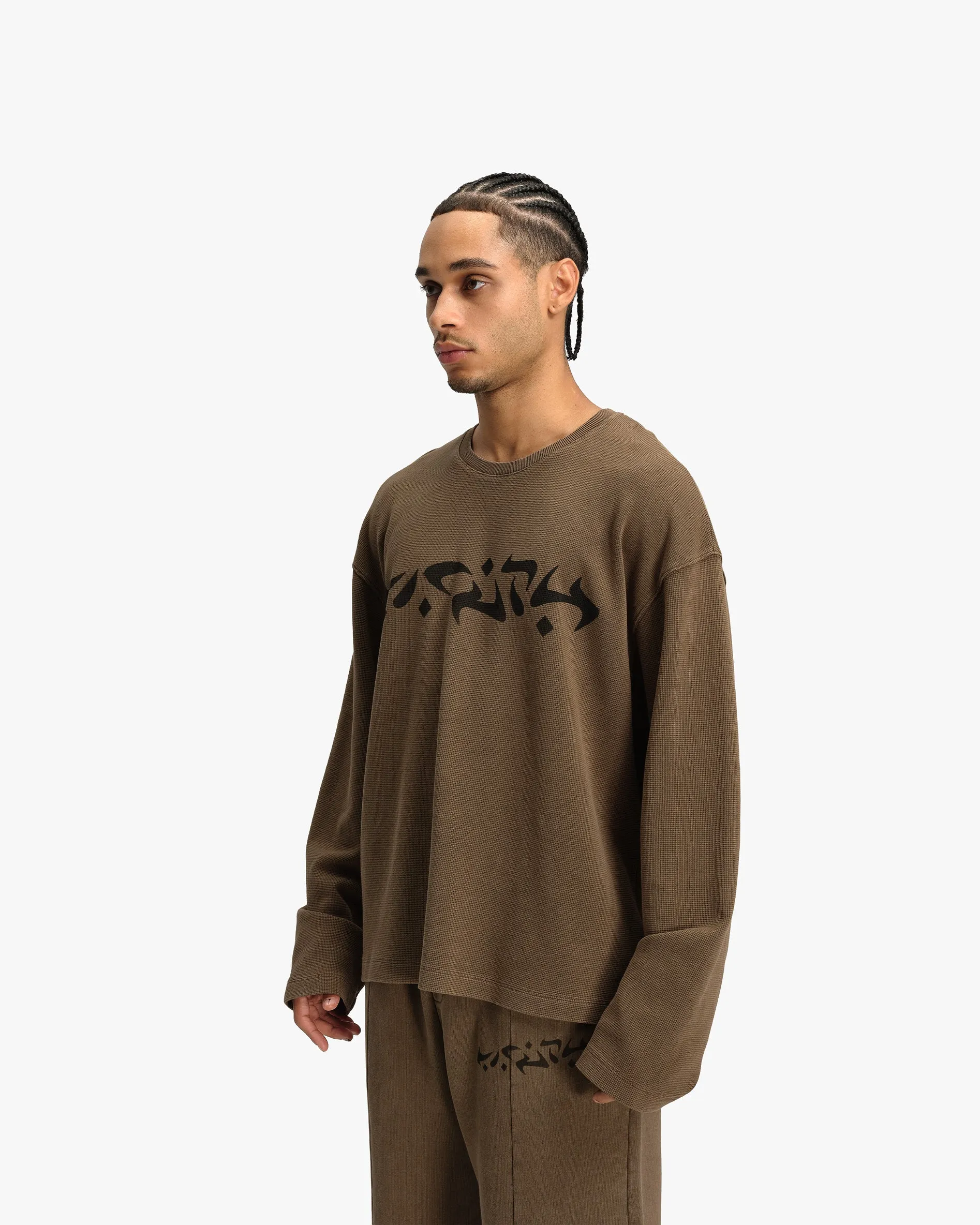 ACID WASHED WAFFLE LONGSLEEVE BROWN sold by vicinity product image thumbnail 4