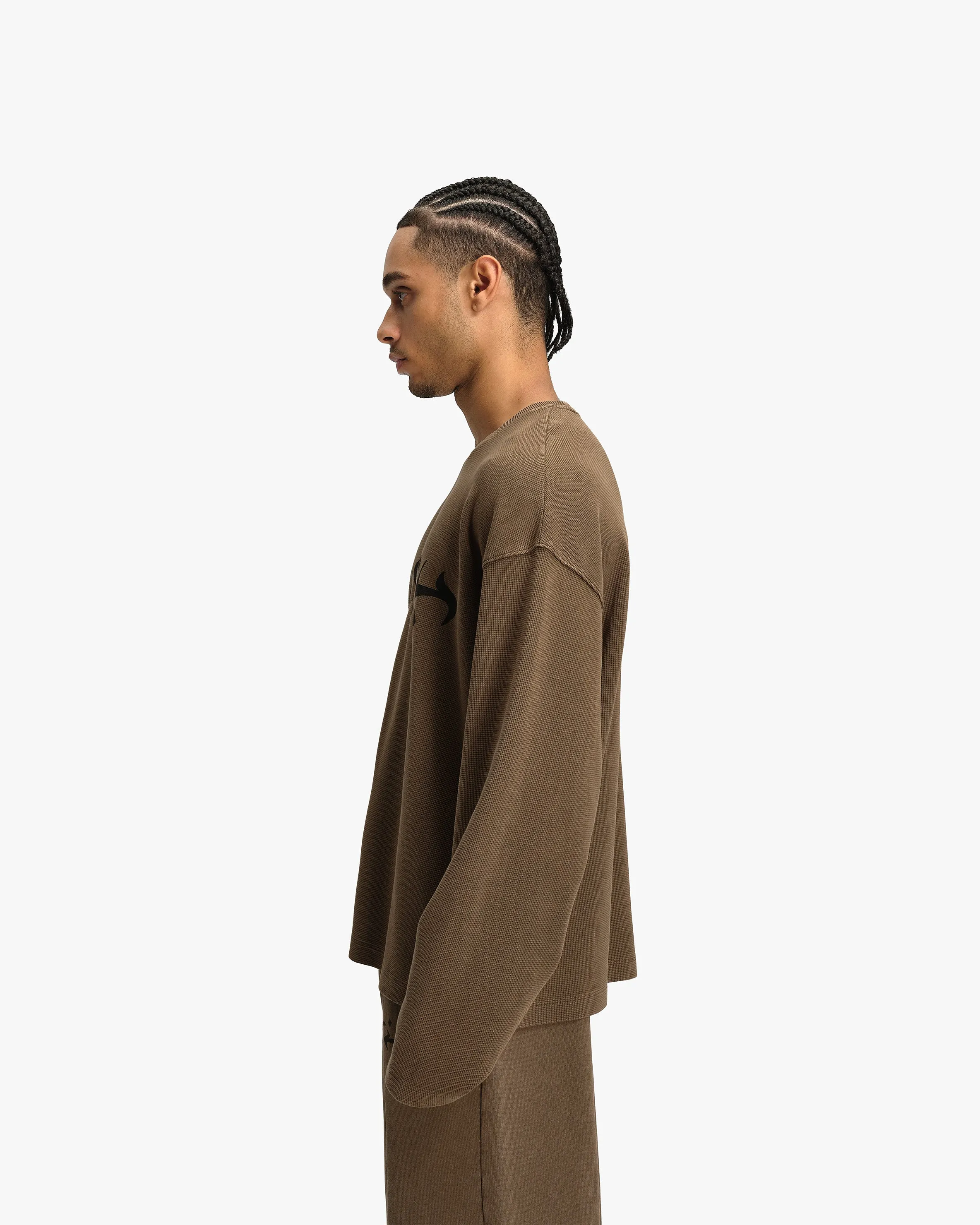 ACID WASHED WAFFLE LONGSLEEVE BROWN sold by vicinity product image thumbnail 5