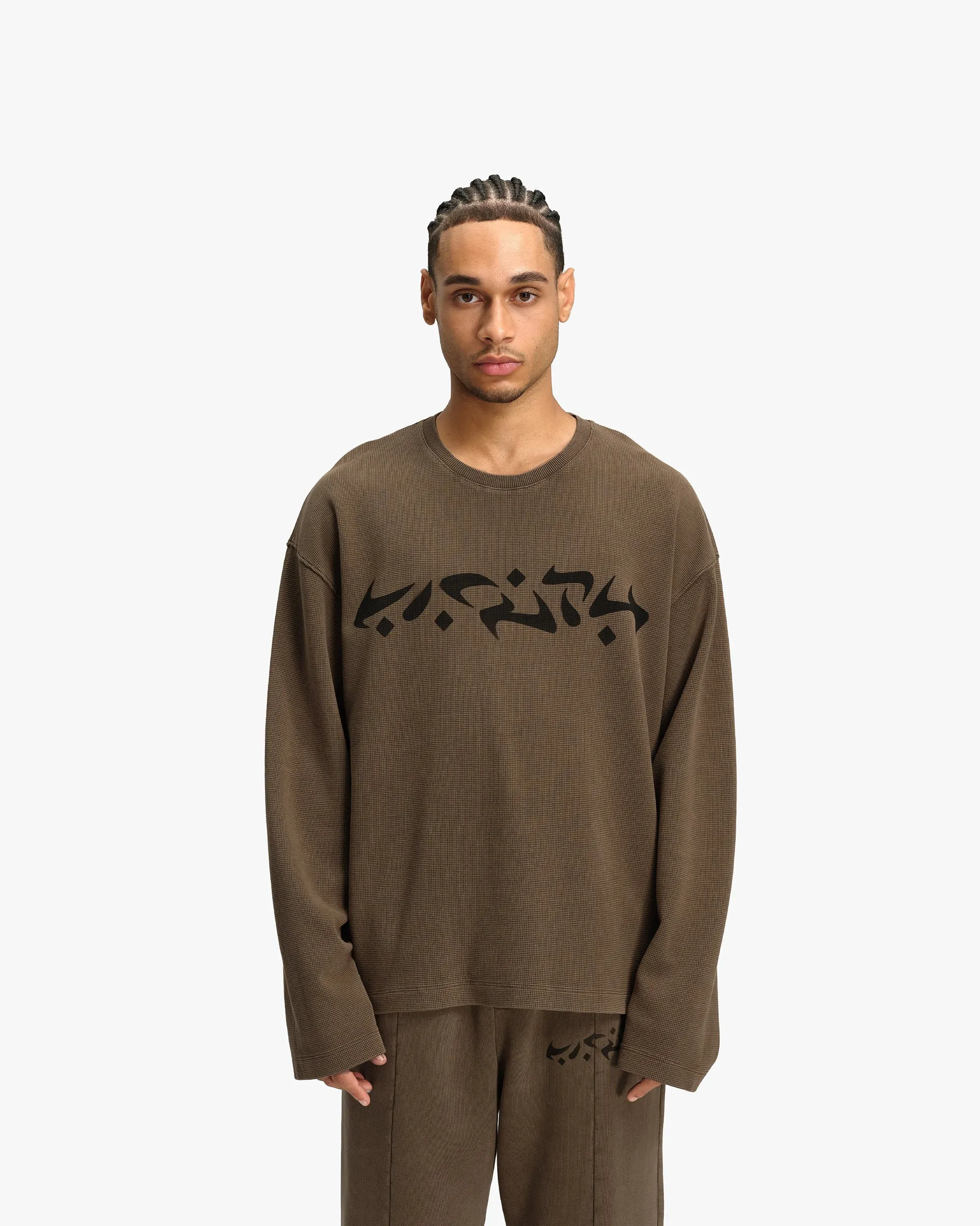 ACID WASHED WAFFLE LONGSLEEVE BROWN sold by vicinity product image thumbnail 2