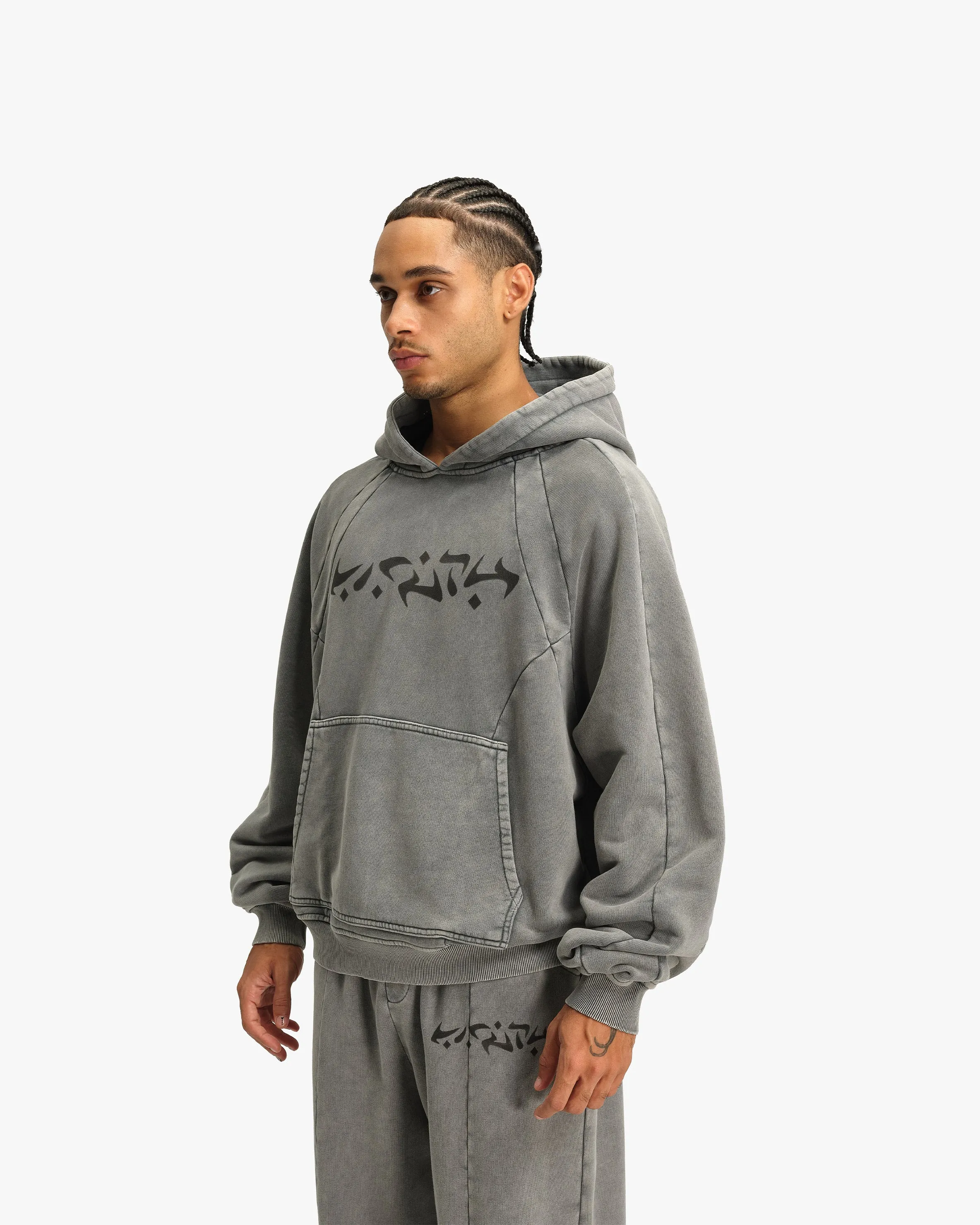 ACID WASHED HOODIE LIGHT GREY sold by vicinity product image thumbnail 4