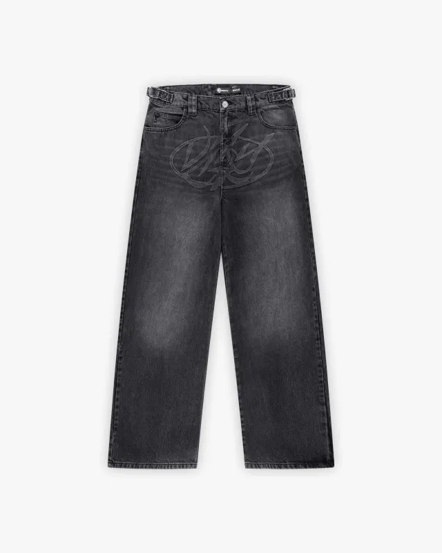 EMBOSSED SCRIPT LOGO DENIM BLACK sold by vicinity
