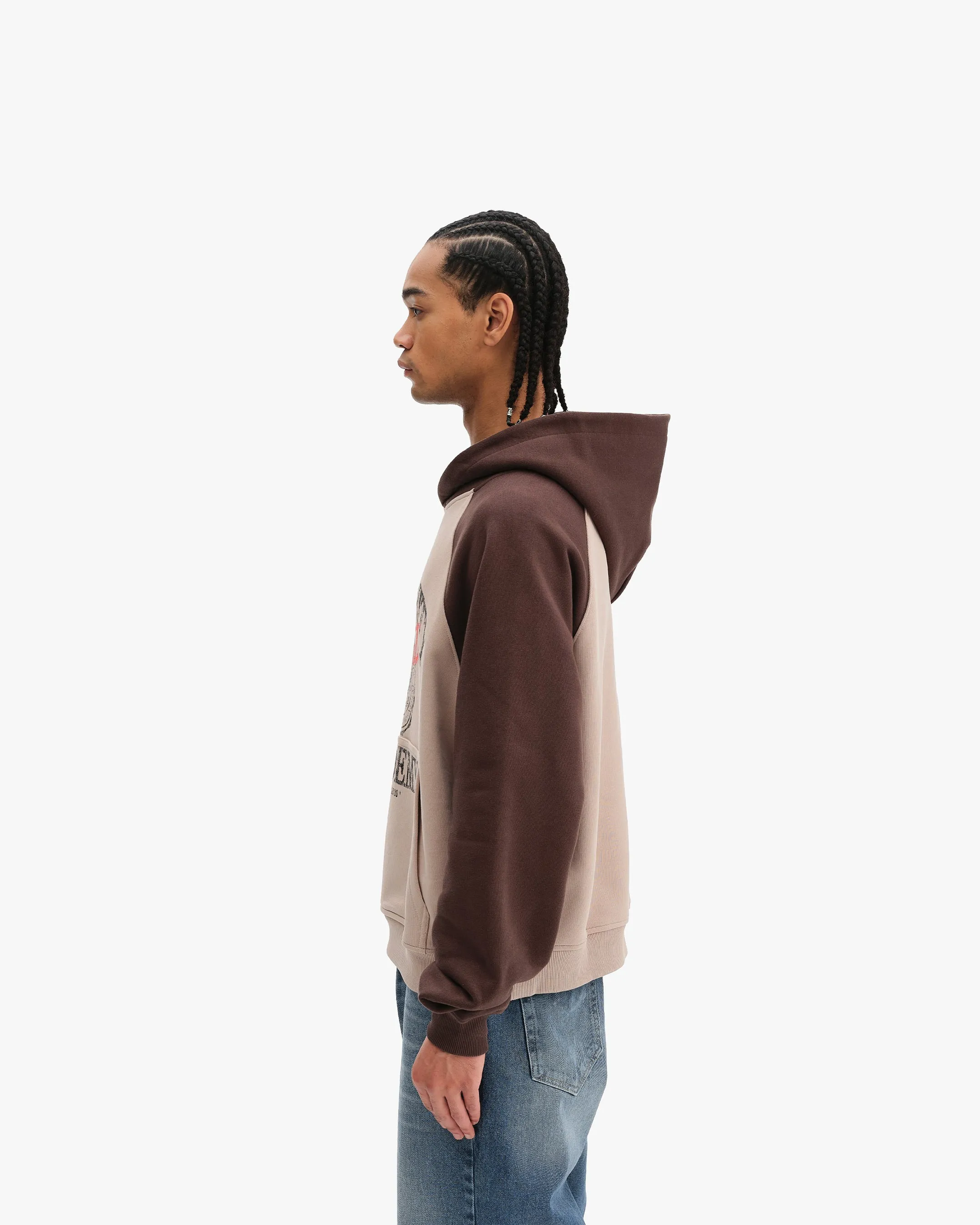 BICOLOR PUBLIC INSTITUTE HOODIE BROWN/CREAM sold by vicinity product image thumbnail 4