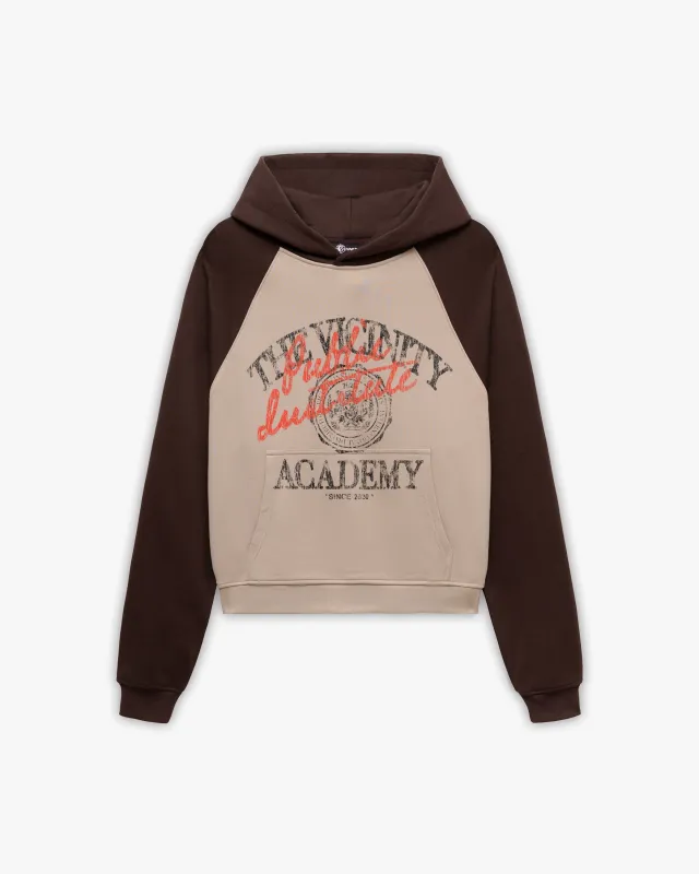 BICOLOR PUBLIC INSTITUTE HOODIE BROWN/CREAM sold by vicinity