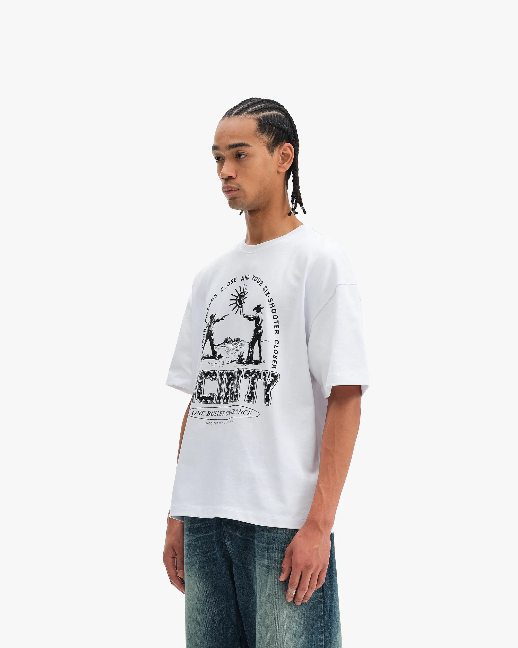 SIX SHOOTER DUEL TEE WHITE sold by vicinity product image thumbnail 3