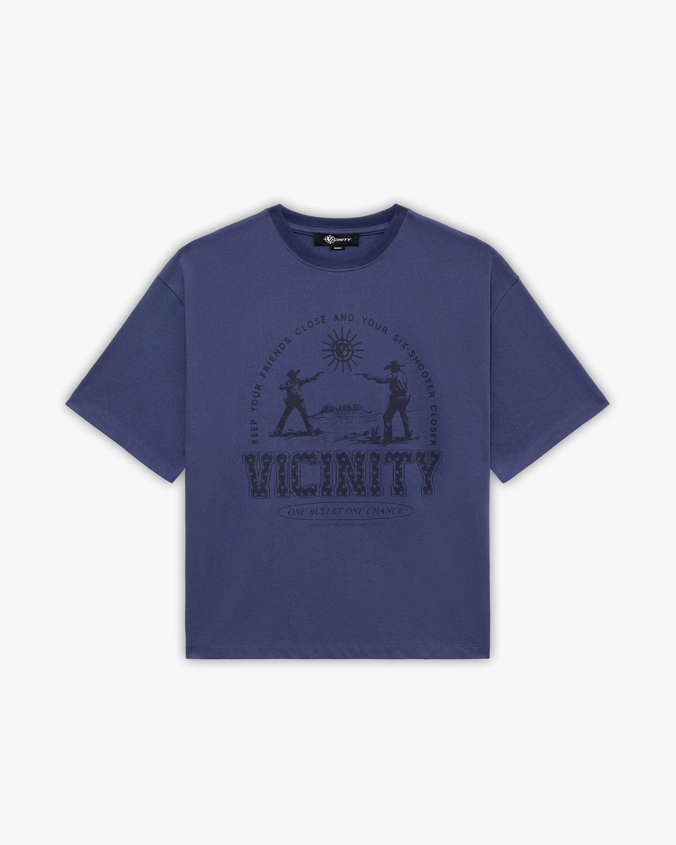 SIX SHOOTER DUEL TEE NAVY sold by vicinity