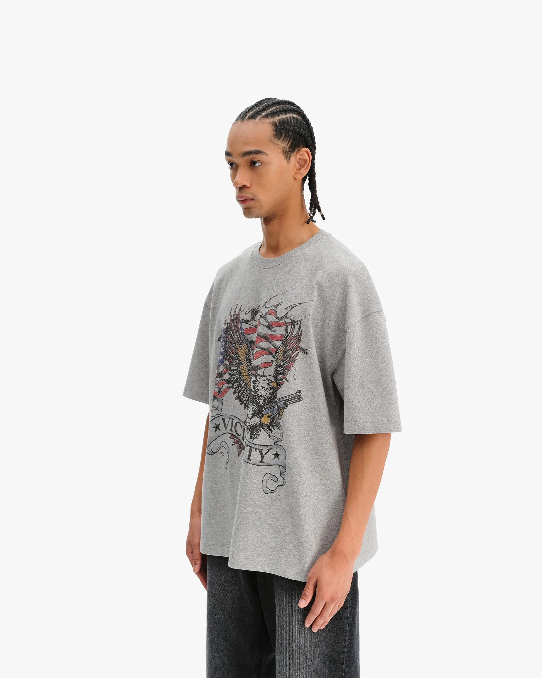 EAGLE TATTOO TEE MELANGE GREY sold by vicinity product image thumbnail 3