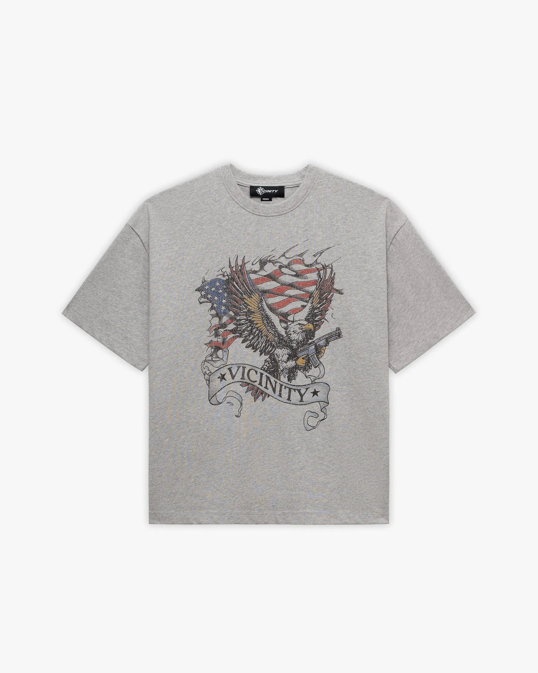 EAGLE TATTOO TEE MELANGE GREY sold by vicinity