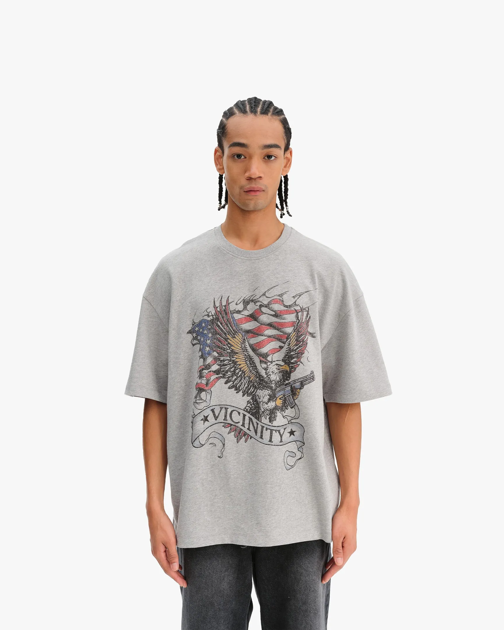 EAGLE TATTOO TEE MELANGE GREY sold by vicinity product image thumbnail 2