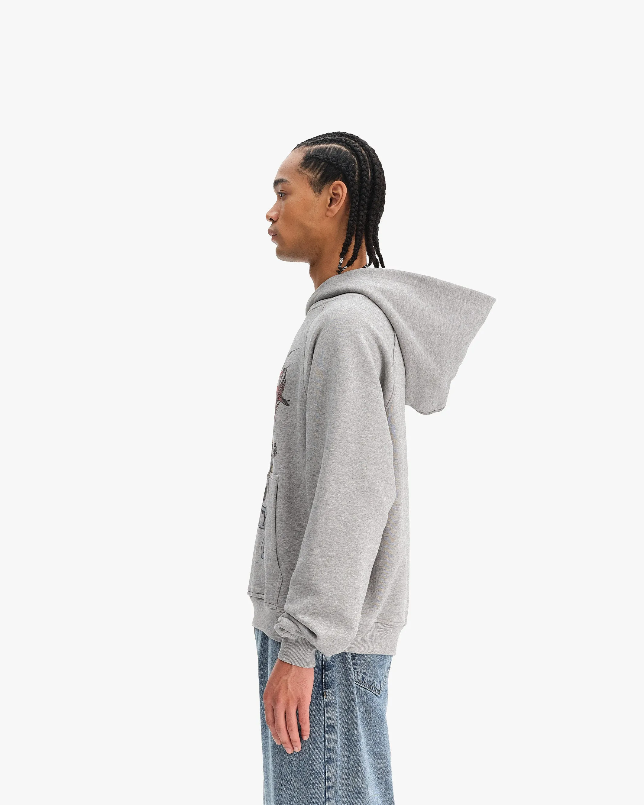 EAGLE TATTOO HOODIE MELANGE GREY sold by vicinity product image thumbnail 4