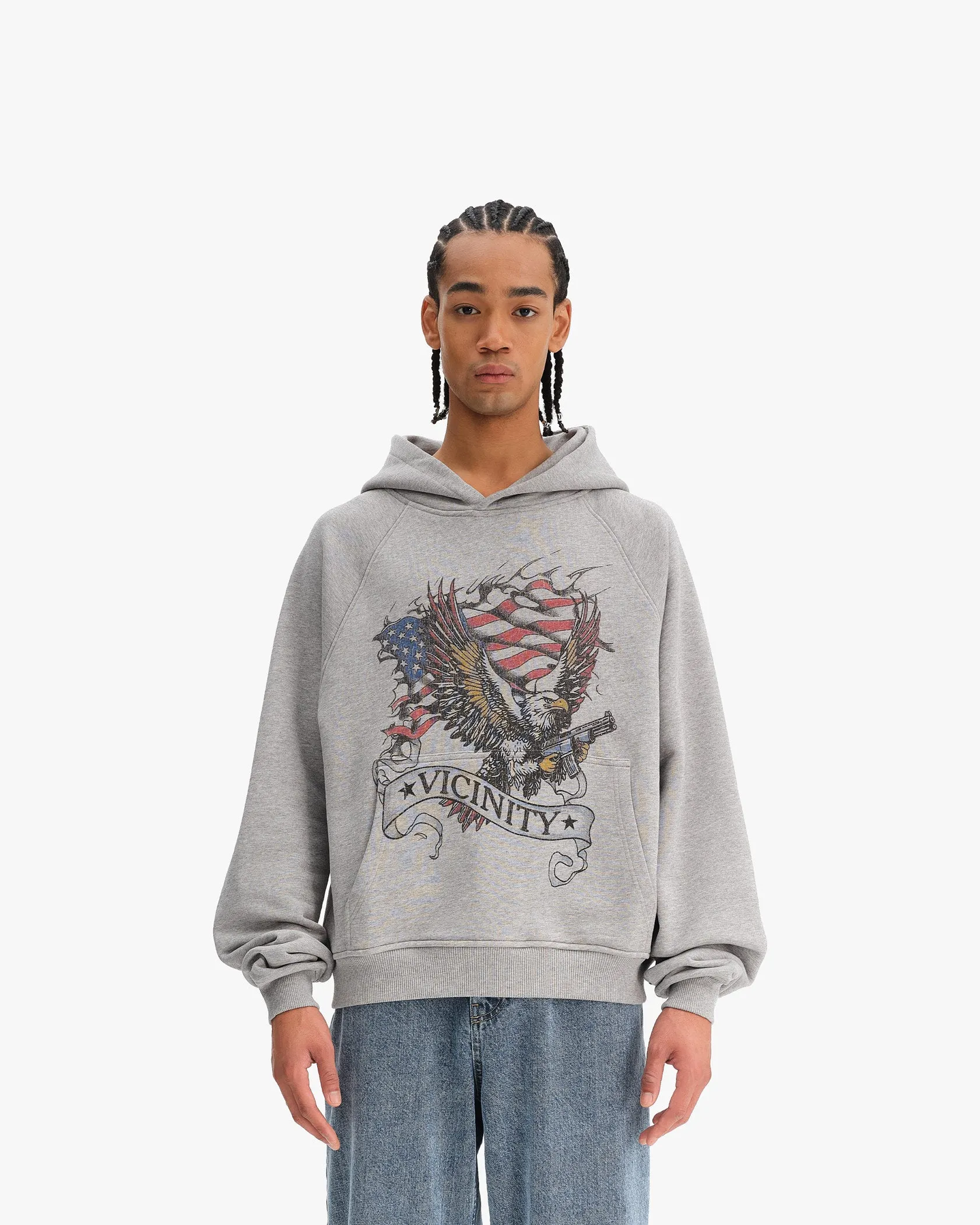 EAGLE TATTOO HOODIE MELANGE GREY sold by vicinity product image thumbnail 2