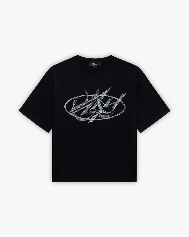 DRAWN SCRIPT TEE BLACK sold by vicinity