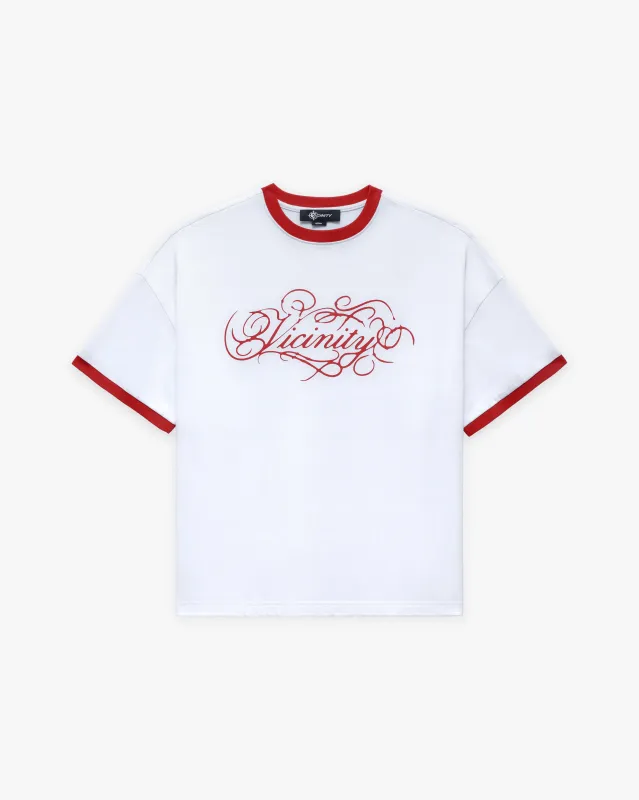 SIGNATURE TEE WHITE/RED sold by vicinity