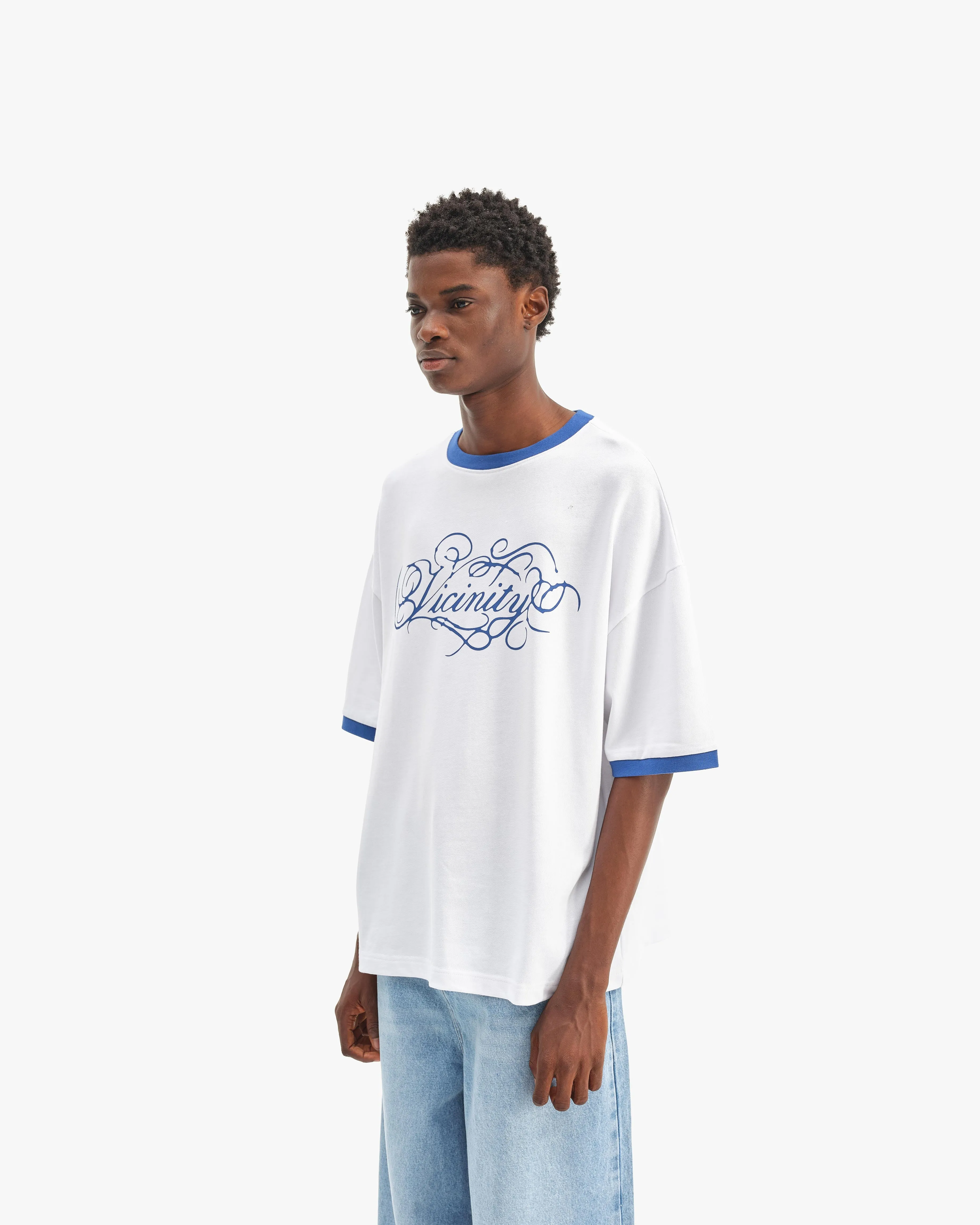 SIGNATURE TEE WHITE/BLUE sold by vicinity product image thumbnail 3