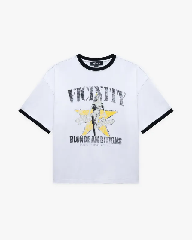 BLONDE AMBITIONS TEE WHITE sold by vicinity
