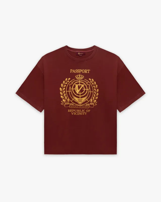 PASSPORT TEE WASHED RED sold by vicinity