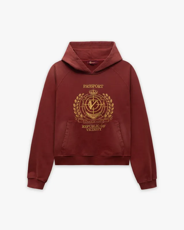 PASSPORT HOODIE WASHED RED sold by vicinity