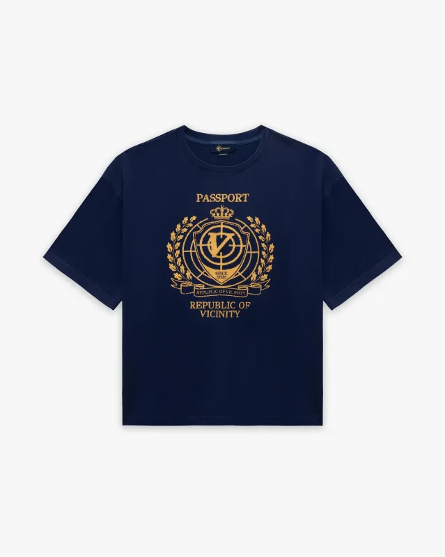 PASSPORT TEE WASHED BLUE sold by vicinity