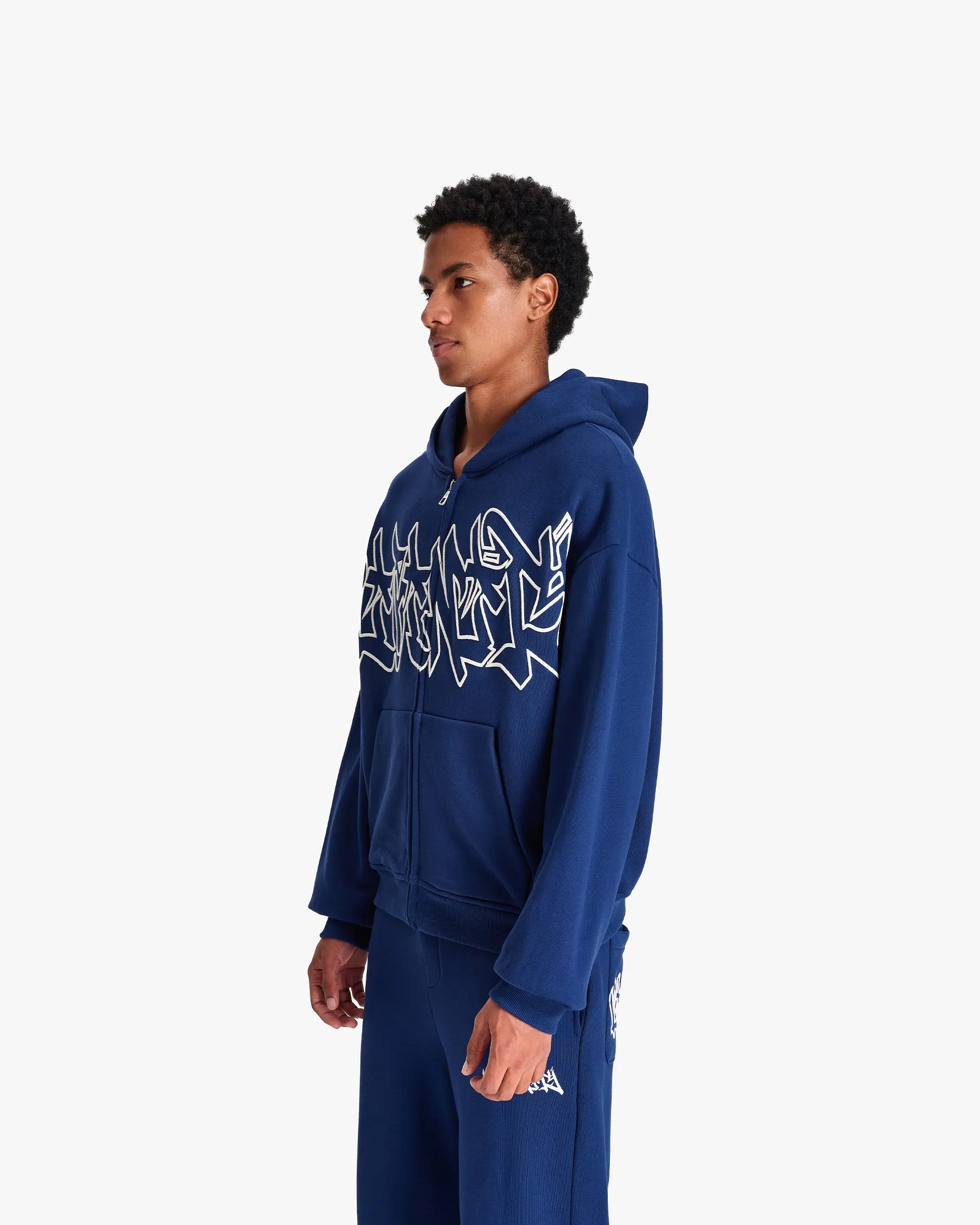GRAFFITI ZIP-HOODIE BLUE sold by vicinity product image thumbnail 4