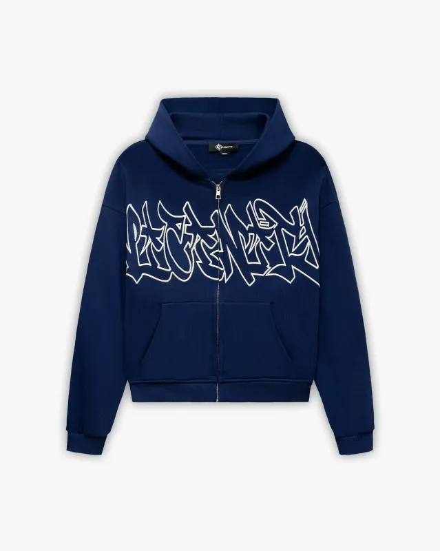 GRAFFITI ZIP-HOODIE BLUE sold by vicinity