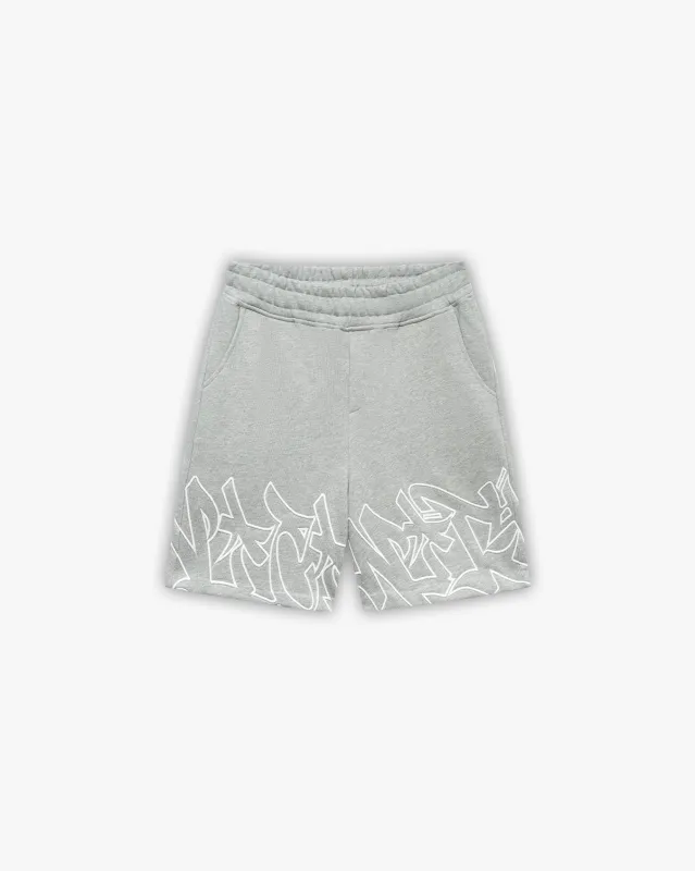 GRAFFITI SHORTS GREY MELANGE made by vicinity