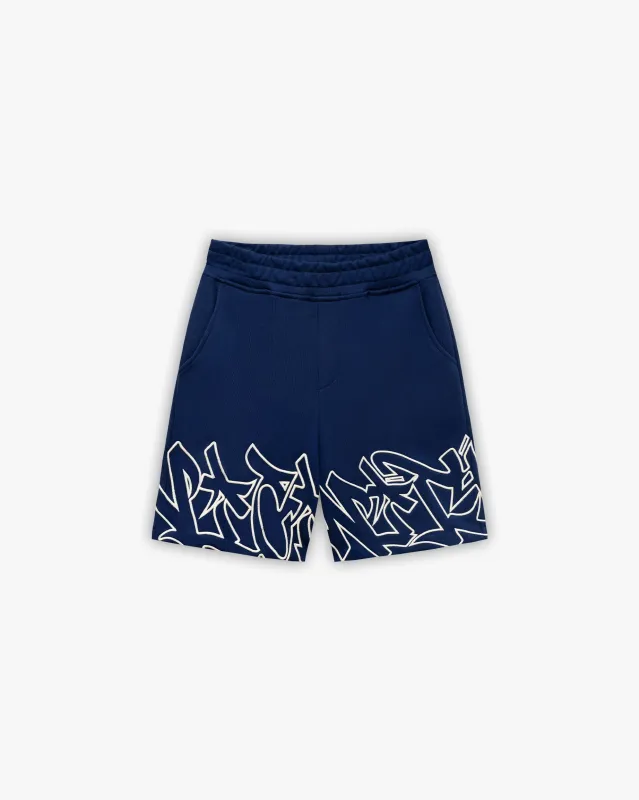 GRAFFITI SHORTS BLUE sold by vicinity