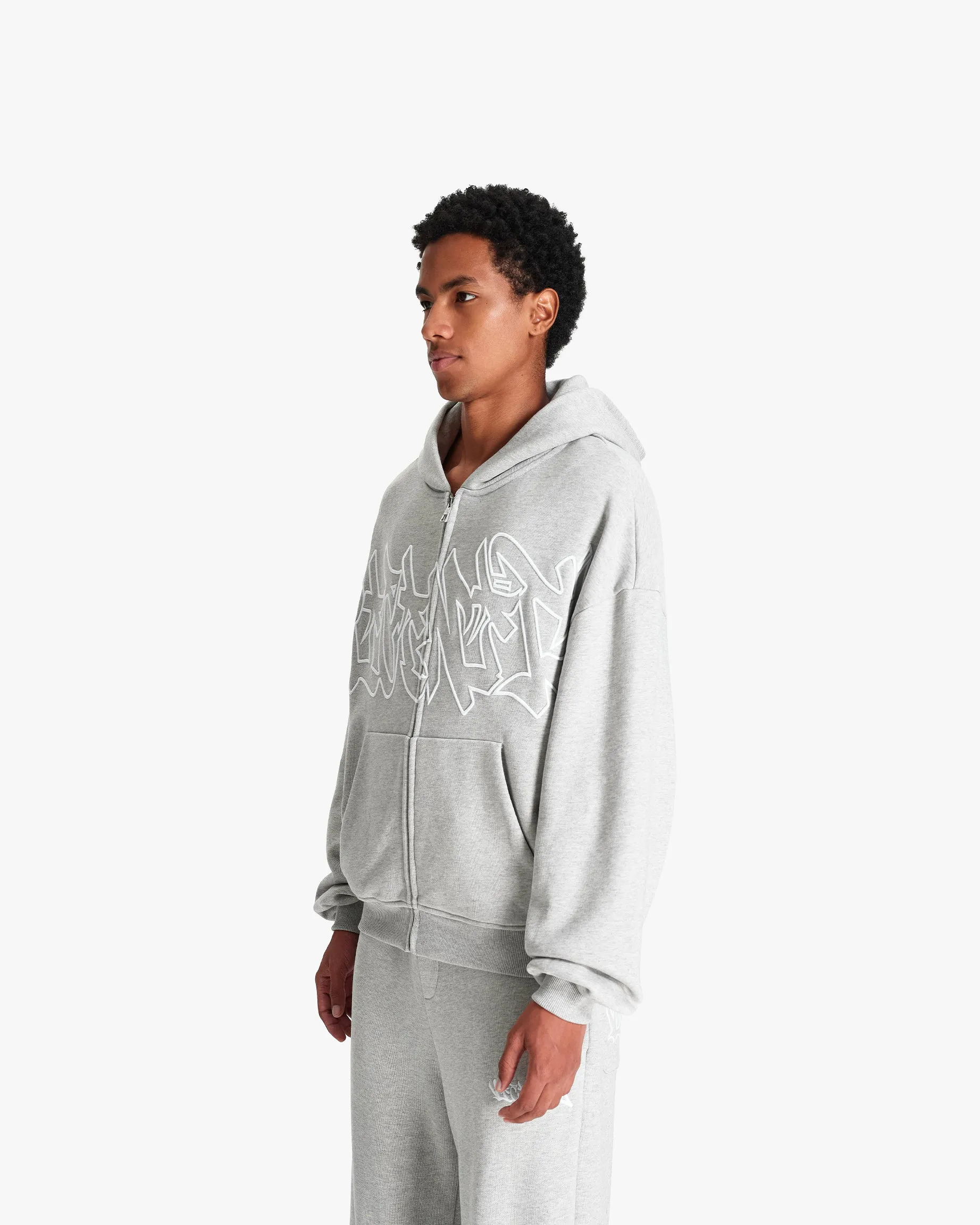 GRAFFITI ZIP-HOODIE GREY MELANGE sold by vicinity product image thumbnail 4