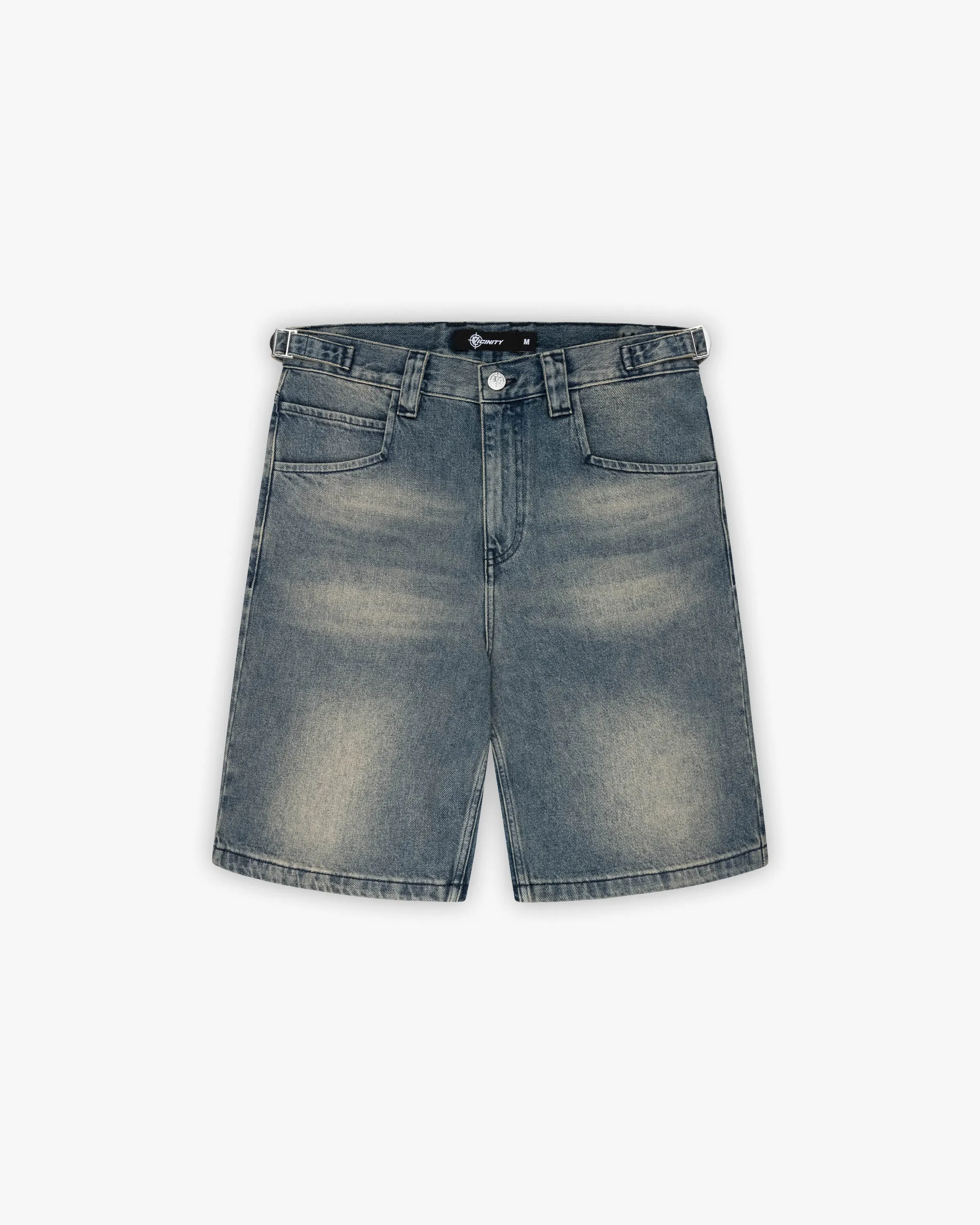 YELLOW TINTED DENIM JORTS sold by vicinity