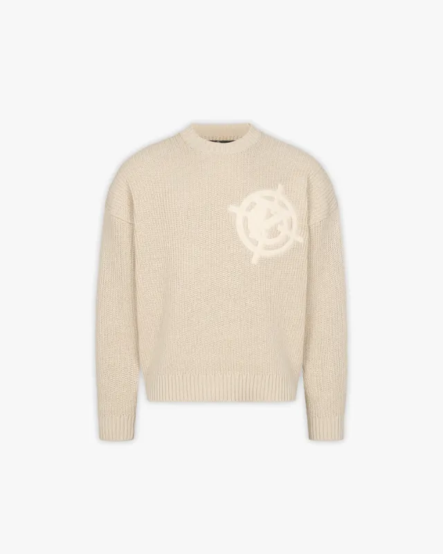 V-LOGO KNITWEAR BEIGE sold by vicinity