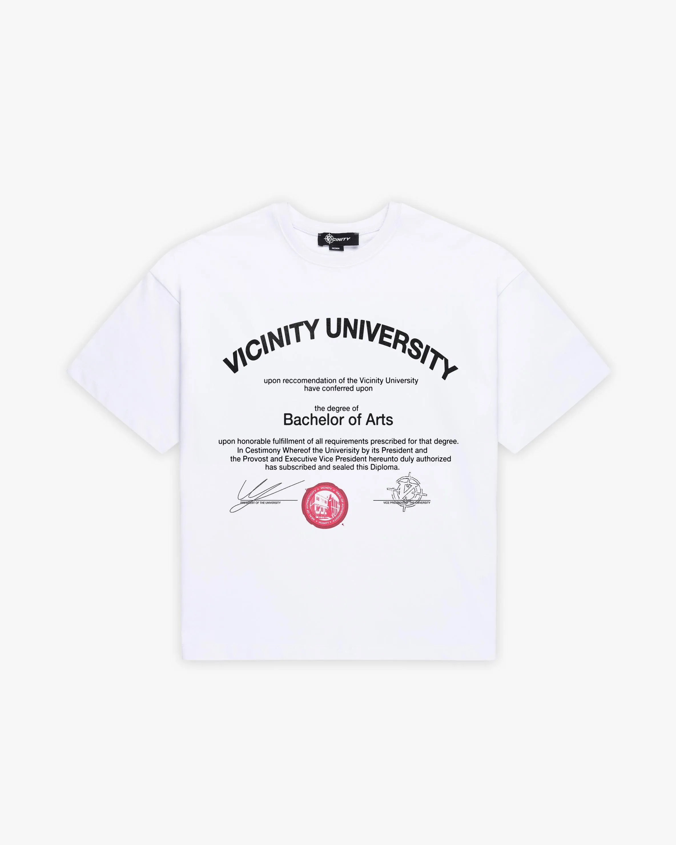 UNIVERSITY TEE WHITE sold by vicinity