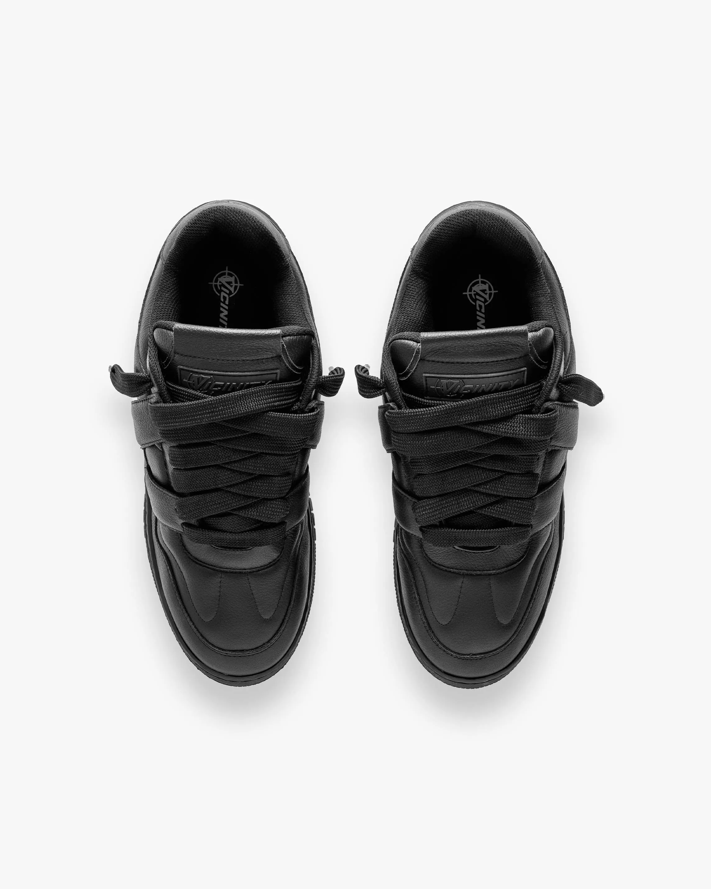 VICINITY Vortex Leather Low Top Sneakers in Black Vicinity Unisex Vortex Leather & Suede White / Grey Black  main image 4