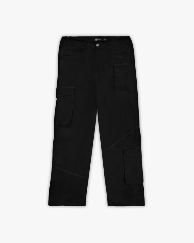 ASYMETRICAL CARGOPANTS BLACK sold by vicinity